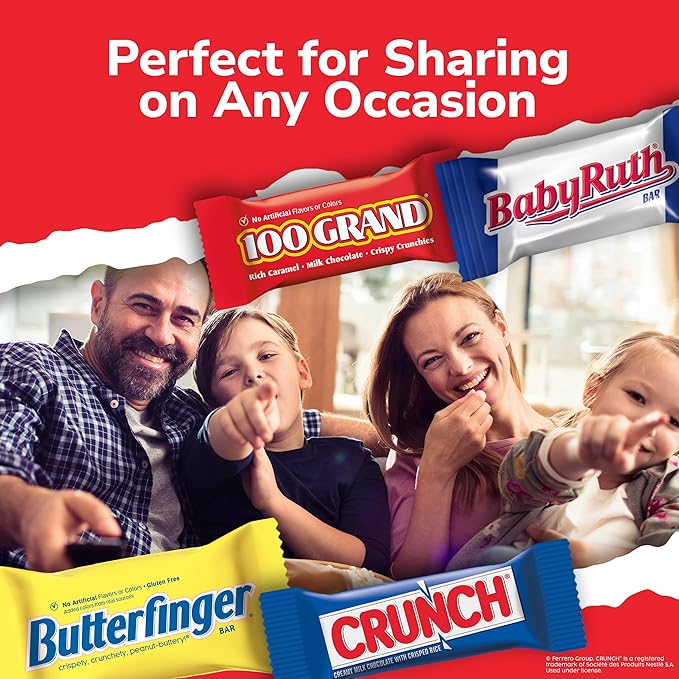 Assorted Butterfinger Crunch and Baby Ruth Mini Chocolates 135 count Party Pack 55.3 oz