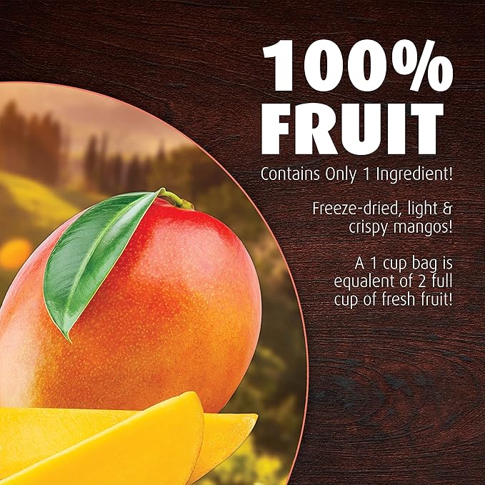 Brothers All Natural Freeze Dried Fruit Crisps Mango 1 Oz (Pack of 8) Made with 100% Fruit Gluten Free Soy Free Vegan Healthy Snack Resealable Pouch