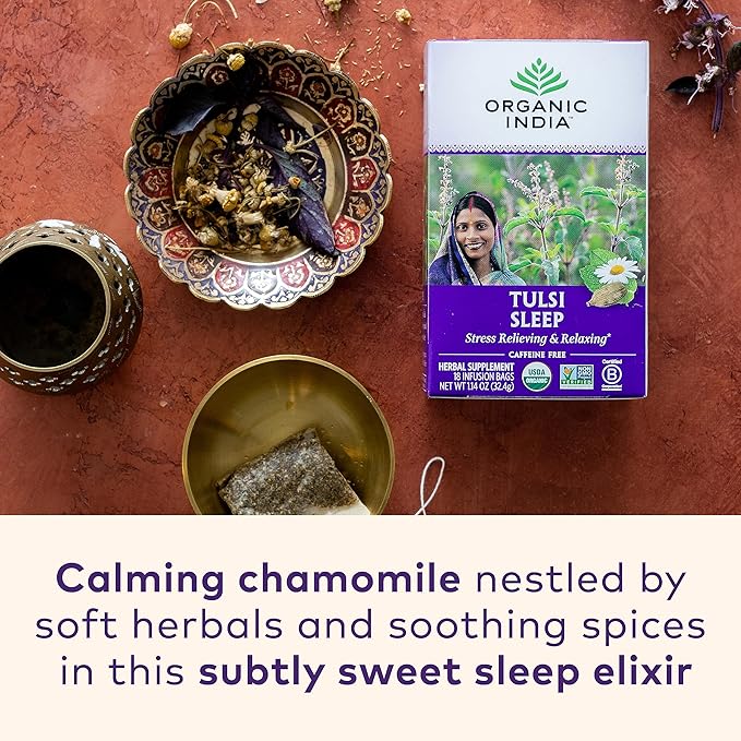 ORGANIC INDIA Iced Tulsi Tea Bags Variety Pack - Assorted Tea Holy Basil Ashwaganda Sleep Honey Chamomile - Adaptogen Vegan USDA Certified Organic Non-GMO - 18 Infusion Bags per Box (Pack of 3)