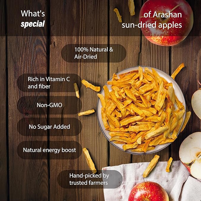 Arashan Premium Dried Apples – 100% Natural No Sugar Added Vegan &amp Gluten-Free Healthy Snack – 50g (Pack of 10)