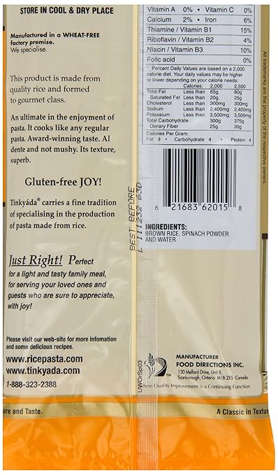 Spinach and Brown Rice Spaghetti Pasta 12 Ounces (Case of 12)
