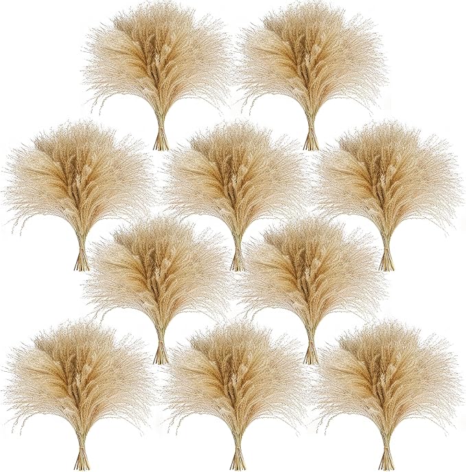 450 PCS Exquisite Natural Pampas Grass Decor - Versatile Reed Grasses for Home &amp Event Decoration Pompous Fluffy Tall Dried Reed Grass - Perfect for Vases Wreaths &amp Table Centerpieces