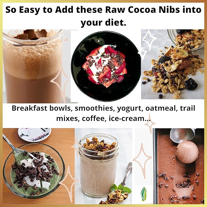 Cacao Nibs Organic - 100% Dark Chocolate Chips - Raw Unsweetened Cocoa Pieces - 16 Oz - Keto and Vegan Superfood - Healthy Sugar Free Snack or Add to Smoothies or Baking by Pure Natural Miracles