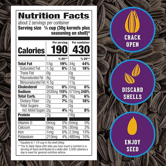 DAVID Roasted and Salted Sweet and Salty Jumbo Sunflower Seeds Keto Friendly 5.25 oz 12 Pack