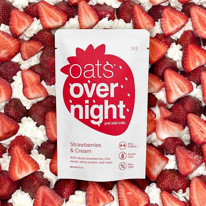 Oats Overnight Green Apple Cinnamon 8 Pack + BlenderBottle &amp Strawberries &amp Cream 8 Pack - 20g Protein High Fiber Breakfast Shake - Gluten Free Non GMO Oatmeal