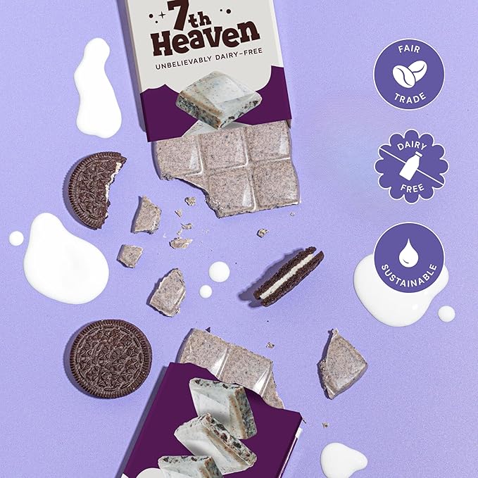 7th Heaven Vegan Oat Milk Chocolate Bars: White &amp Cookies - (3.5 oz - 4 Pack) Healthy Chocolate Perfect Valentines Gift For Your Loved Ones 100% Dairy Free Non GMO Kosher Parve Cruelty Free