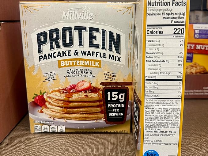 Millville Protein Pancake &amp Waffle Mix Buttermilk 15g Protein per Serving Whole Grain 20 oz