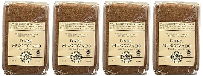 India Tree Dark Muscovado Sugar 1 lb (Pack of 4)