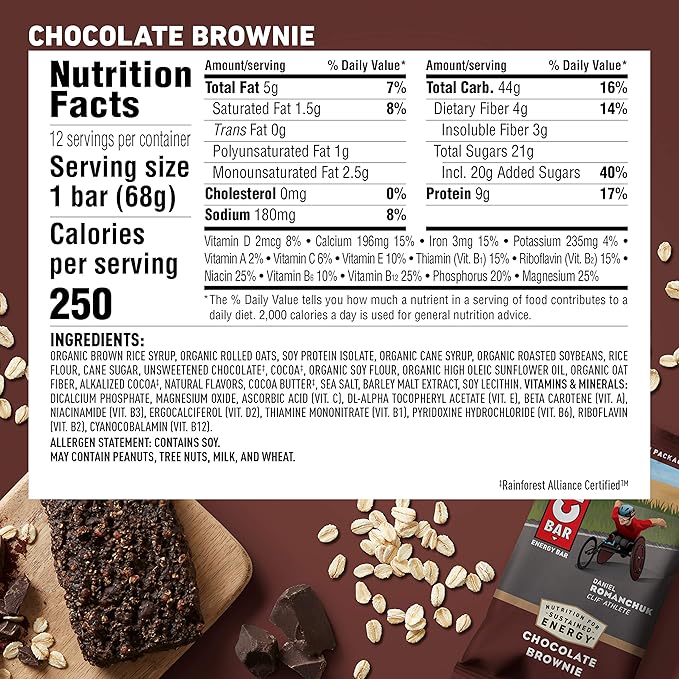 CLIF BAR - Energy Bars - Chocolate Brownie Protein Bars - (2.4 oz Bars 12 Count 2-Pack) - Packaging May Vary