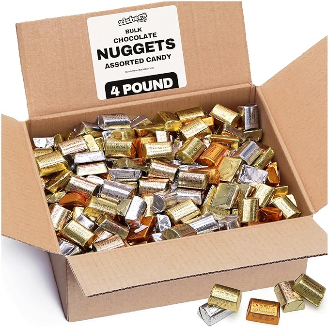Bulk Assorted Chocolate Nuggets 4 Pound - Approx 180 Individually Wrapped Milk Special Dark With Almonds Extra Creamy Chocolate Candy Pack For Parties Candy Buffet &amp Treats