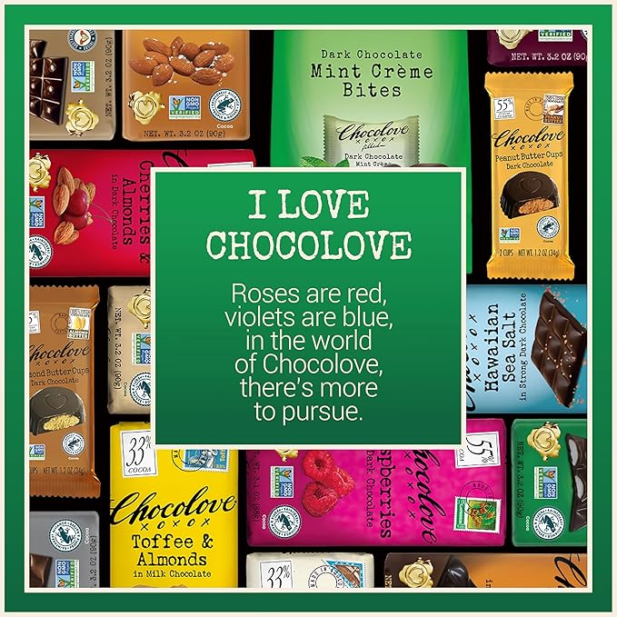 Chocolove Mint Crème Chocolate Bites | 55% Cocoa | Refreshing Mint Filling | Crafted with Premium Dark Chocolate | Non-GMO &amp Gluten-Free 3.5 oz Pack (8 Pack)