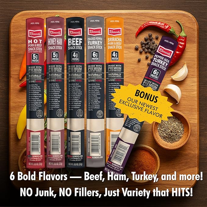 Jerky.com Jerky Gift Basket for Men | 30 Piece Meat Sticks Sampler with Beef Sticks Pork Ham Sriracha Turkey | High Protein Low Carb Keto Friendly Beef Jerky Snack Pack | Easter Gifts for Adults