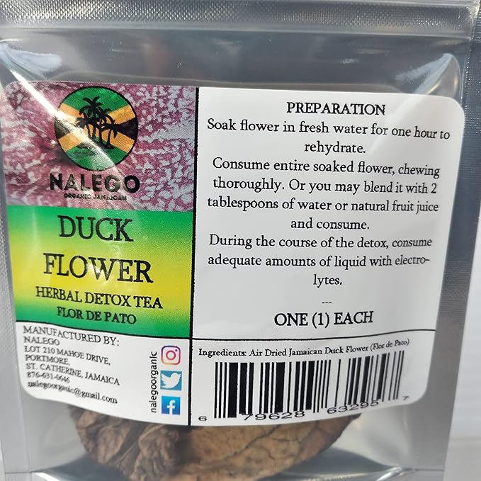 Nalego Duck Flowers Detox Tea | 1 Duck Flower | Wildcrafted Jamaican Alkaline Herbal Tea (Flor de Pato Palo Guaco)