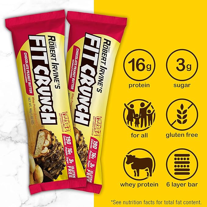 FITCRUNCH Protein Bars Snack Size Variety Pack Gluten Free 18 Pack