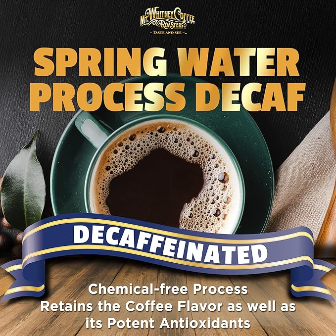 Mt. Whitney Premium Organic Spring Water Colombian Medium Dark Roast Low Acid Decaf Coffee (Ground 5 Lb)