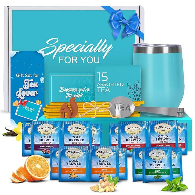Refreshing Iced Tea Beverages - Fruit Flavored Tea in Peach Berry Mint &amp Classic Brew - Convenient Cool Hydrating and Delicious Iced Drinks Ready-to-Enjoy Great for Summer and Every Occasi