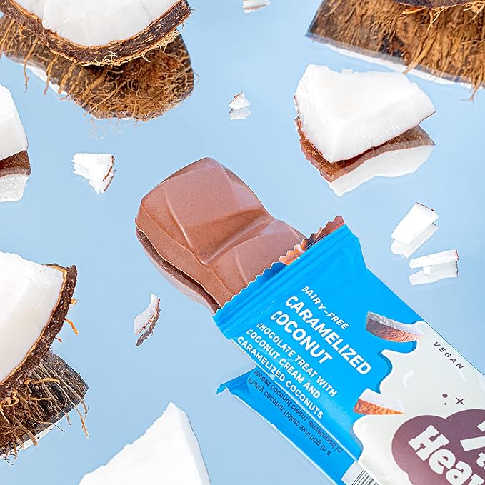 7TH HEAVEN Vegan Chocolate Snack Bars Caramelized Coconut Chocolate 100% Dairy-Free Kosher Sustainable Fair Trade Cocoa 1.6 oz each 6 Packs