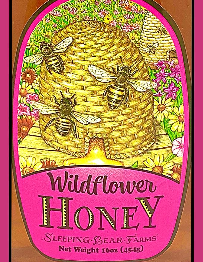 Wildflower Honey 16 oz. Bottle - Case of 12 Bulk Wholesale Honey Unpasteurized Unblended No Additives 100% Pure Honey