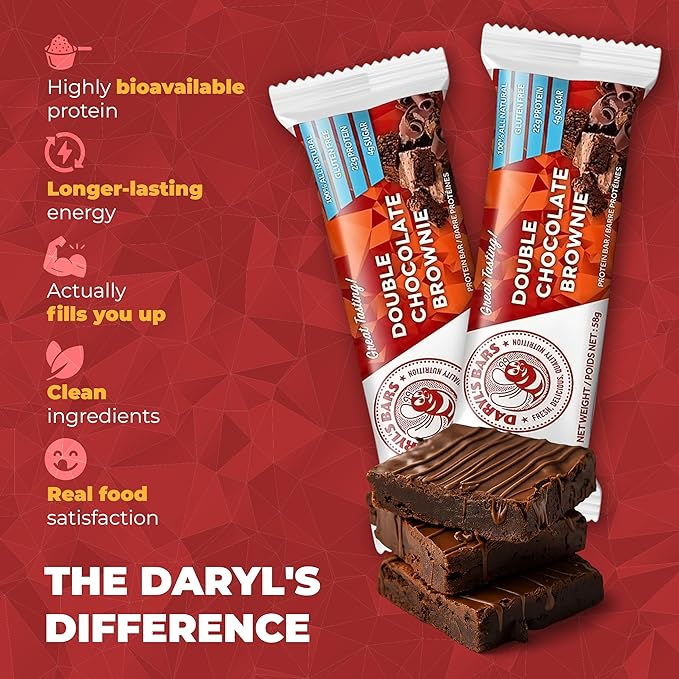 Daryl's Bars Double Chocolate Brownie On the Go Whey Protein Bars Gluten Free Protein Snack Meal Replacement Pack of 2