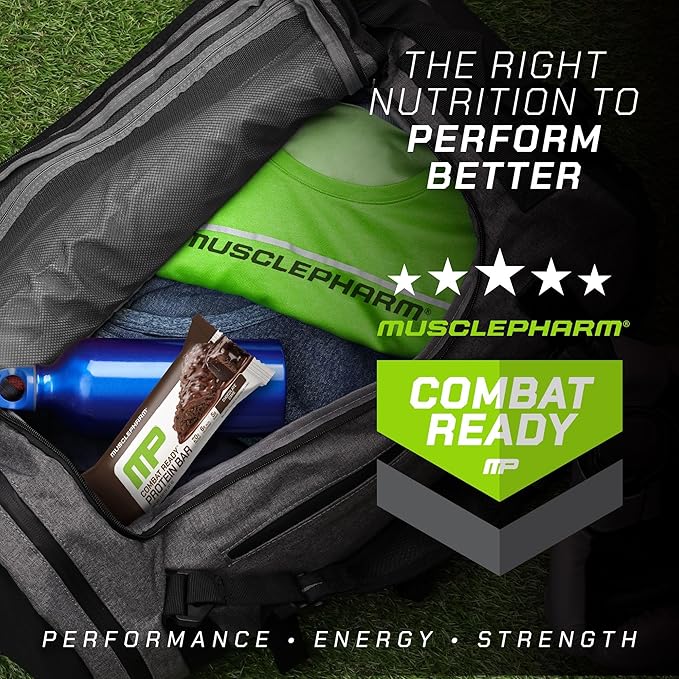 MusclePharm Combat Sport Bar Chocolate Cake Flavor High Protein Bars Combat Cravings Fuel Performance &amp Meet Energy Demands 20g Protein from Whey Protein 5g Fiber Gluten Free 12 Bars