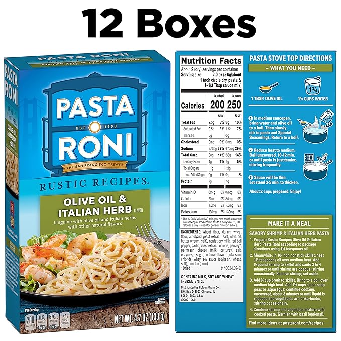 Pasta Roni Olive Oil &amp Italian Herb Linguine 4.7oz Boxes (24 Pack)