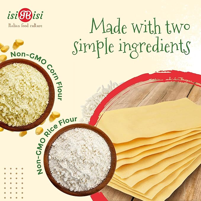 isiBisi Gluten-Free Lasagna Pasta 2-Pack - Vegan Non-GMO Made in Italy (10.69 oz.)