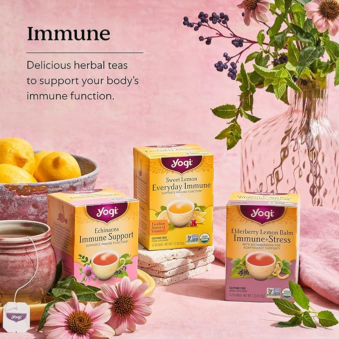 Yogi Tea Cozy Cardamom Immune &amp Sleep - Organic Herbal Tea for Immune System &amp Sleep Support - Includes Ashwagandha Passionflower Reishi &amp More - Caffeine-Free - 16 Tea Bags Per Pack (6