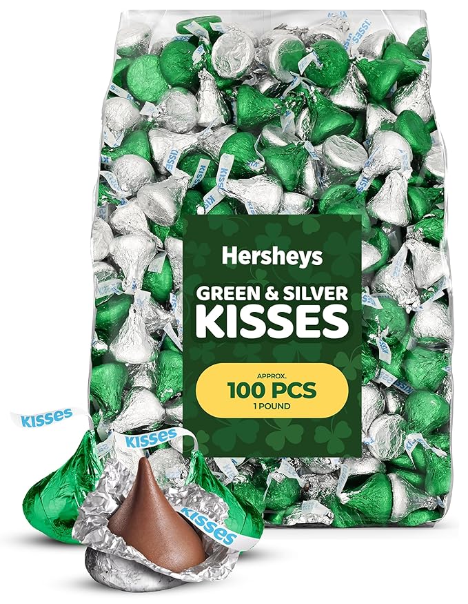 Green &amp Silver Foil Wrapped Milk Chocolate 1 LB Bulk Bag (Approx. 100 Pieces) – Perfect for St. Patrick’s Day Party Favors Candy Buffets Baking Gift Bags &amp Holiday Celebrations