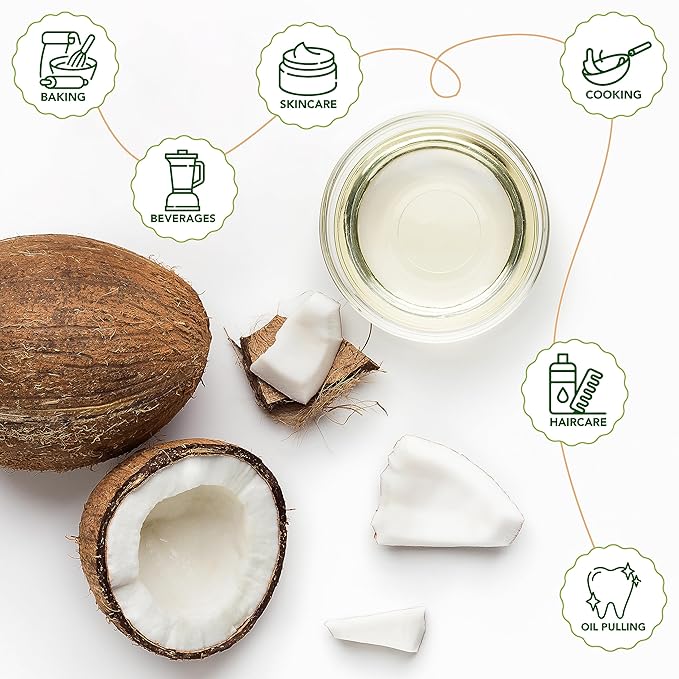 Coconut Oil Bulk - Organic Naturally Refined Coconut Oil (RBD) by Miracle Palm - Vegan Tasteless Non-GMO &amp Gluten Free - Ideal for Skin &amp Hair Care (5 Gallons)