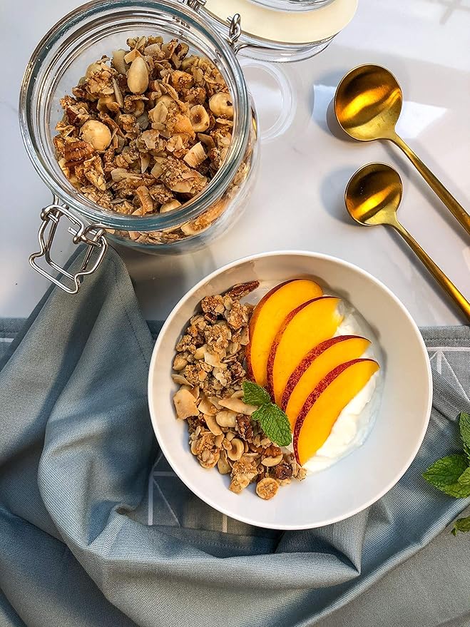 Food to Live Organic Golden Crunchy Granola 1.5 Pounds - Small Batch Handcrafted Bulk Great as Snack for Breakfast Cereals Contains Hazelnuts Pecan Nuts Almonds Coconut Flax Sunflower Seeds