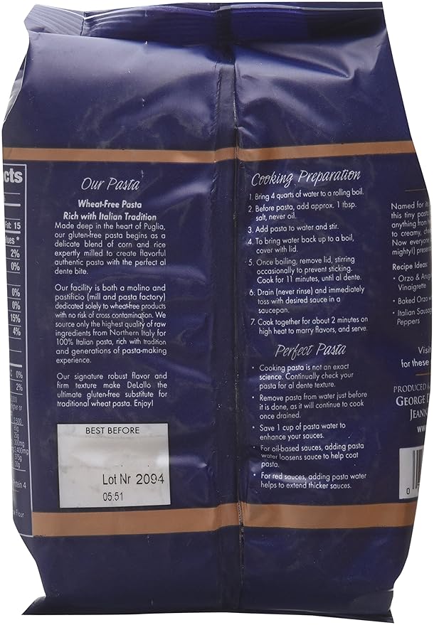 DeLallo - Gluten-Free Italian Orzo 12 oz. (Pack of 4)