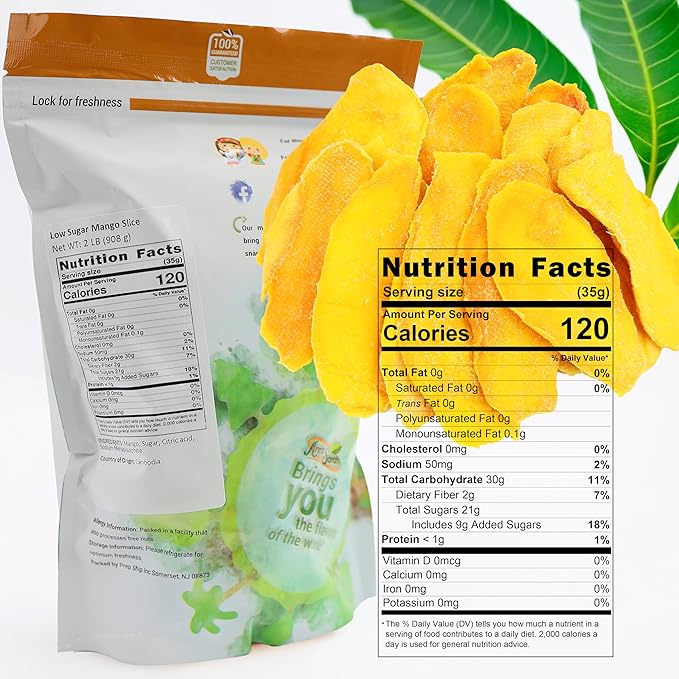 Anna and Sarah Extra Low Sugar Added Dried Mango Slices 32 Oz Delicious Texture Soft &amp Juicy Naturally Ripened Fruits Gluten Free Non GMO Kosher Natural Source of Vitamin C 2 Lbs