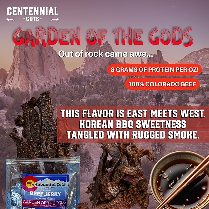 Centennial Cuts Beef Jerky – Garden of the Gods - Korean Style BBQ High Protein 7 oz Snack