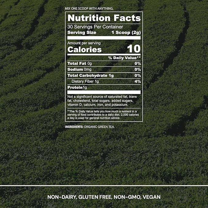 Blueprint Bryan Johnson Matcha Powder – Ceremonial Grade Japanese Matcha – Green Tea for Energy &amp Focus – Natural Caffeine Antioxidant-Rich – 30mg L-Theanine- 30 Servings
