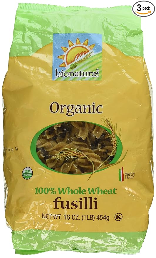 Bionaturae 05608-3pack Bionaturae Fusilli Whole Wheat Pasta - 1 Pound (Pack of 3)