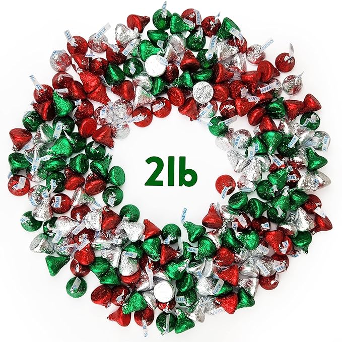 Kisses Milk Individually Wrapped Chocolate Christmas Chocolate Candy Bite-Size Bulk Delicious Treats for Christmas Birthdays Easter - 2 Lb