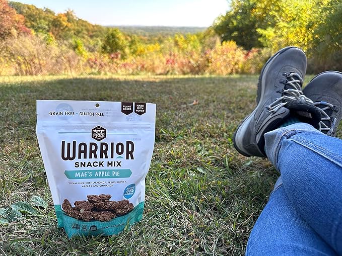 BeeFree Warrior Mix Gluten Free Granola - Chunky Granola Bites | Paleo Granola Low Carb Grain Free Preservative Free Oat Free | Granola for Yogurt Low Calorie Snacks | Mae’s Apple Pie 9 Ounce Ba
