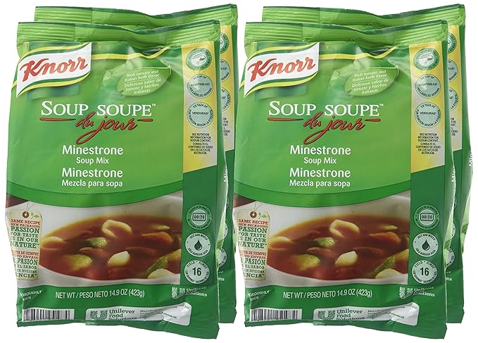 Knorr Professional Soup du Jour Minestrone Soup Mix Vegetarian 0g Trans Fat per Serving Just Add Water 14.9 oz Pack of 4