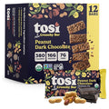Tosi Meal Nut Bars Peanut Dark Chocolate Healthy Snacks for Adults &amp Kids Crunchy Plant Based Protein Bar (16G) Keto Snacks Vegan Gluten &amp Soy Free Low Sugar Omega 3s 2.4oz 12-Pack