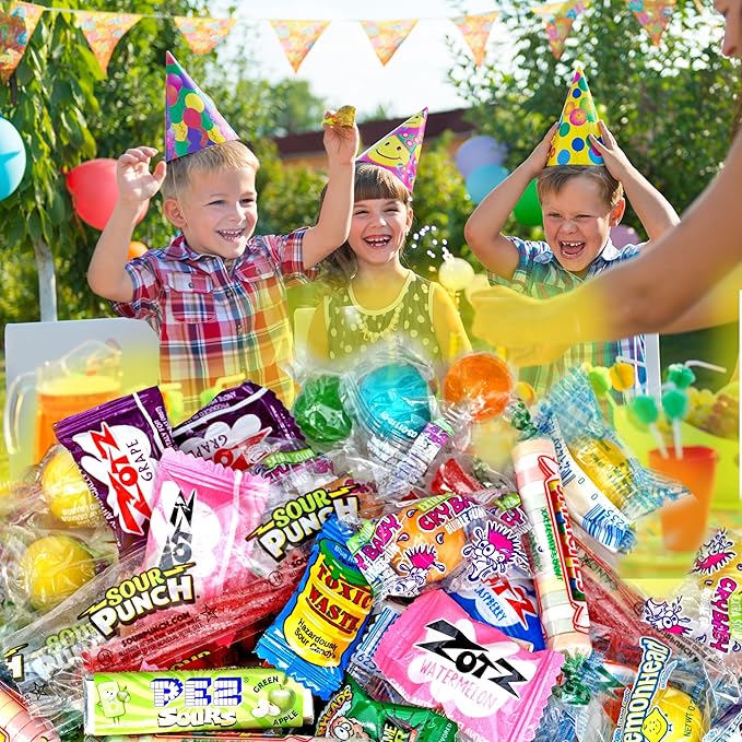 Sour Candy Variety Pack 4 Pound Sour Candy Mix Individually Wrapped Bulk Candies Party Mix Assortment Pinata Stuffers Candies For Goodie Bags