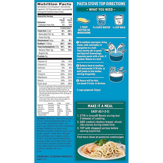 Pasta Roni Chicken &amp Broccoli Linguine Mix 4.7 Ounce (Pack of 12 Boxes)