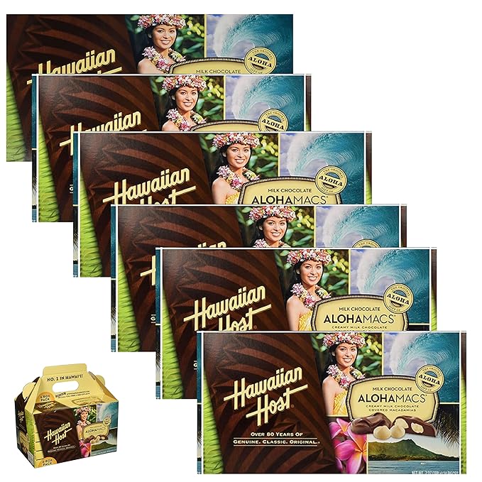 Hawaiian Host Alohamacs Milk Chocolate The Original Chocolate Covered Macadamia Nut 42 Ounce - SET OF 2