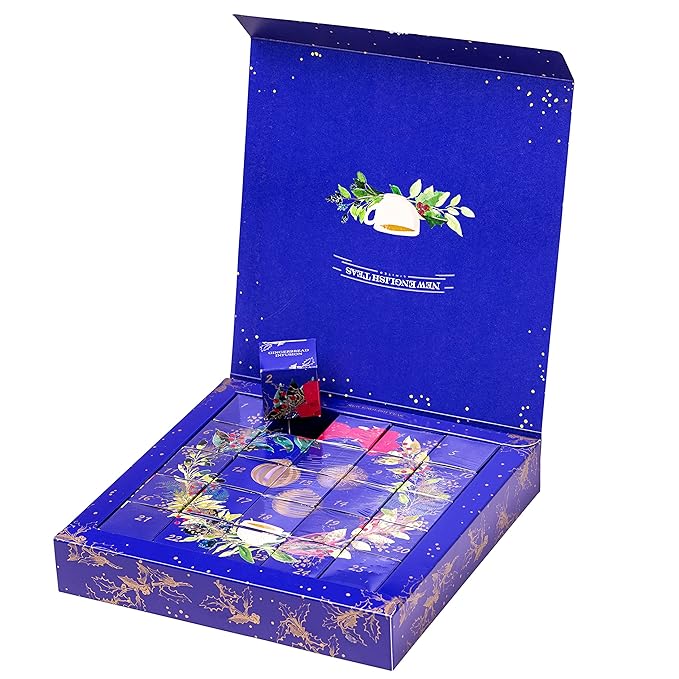 New English Teas Christmas Tea Advent Calendar 50 Pyramid Teabags 5 Festive Black Tea Fruit &amp Herbal Blends