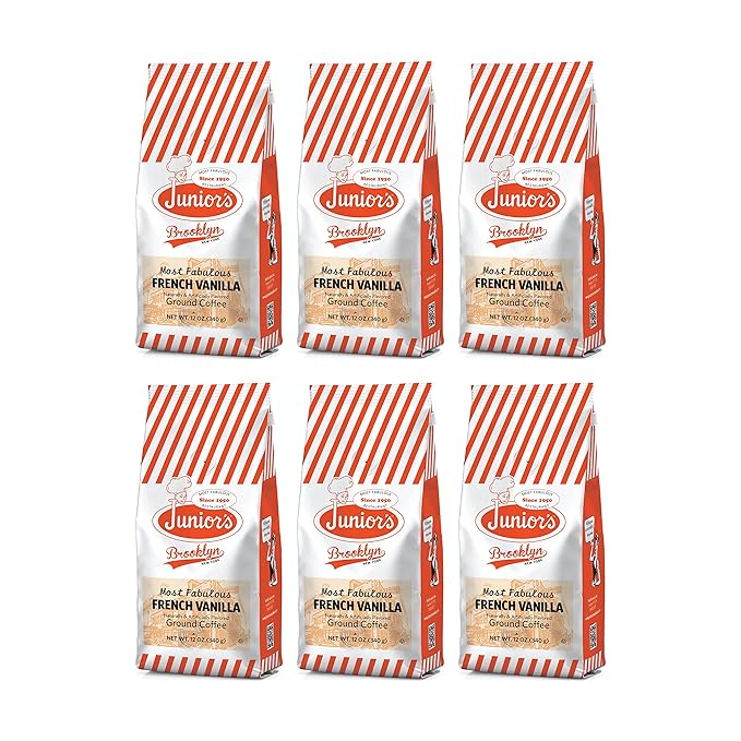Junior's Most Fabulous Ground Coffee 12 oz (French Vanilla 6 bags)