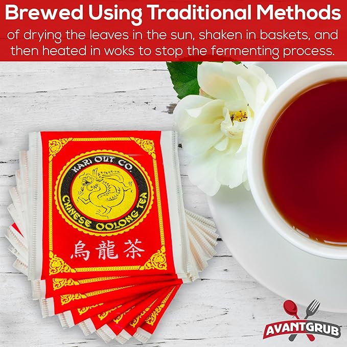 Authentic Restaurant-Grade Oolong Tea Bags 600 Pk. Premium Chinese Tea Sachets for Hot or Iced Caffeinated Drinks. Individually Packed Semi-Fermented Drink for Detox Health Diet Energy 38.4 Oz.