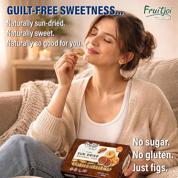 Fruitjoi Sun Dried Turkish Figs (Anjeer) – No Sugar Added Premium Natural Dried Figs Vegan Gluten Free High Fiber Snack Fresh &amp Naturally Sweet 2 lb (907 g)