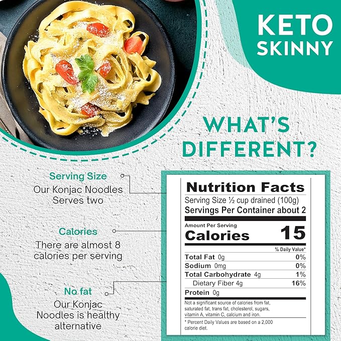 Nashi Shirataki Konjac Fettuccine Noodles - Pack of 8 | Glucomannan Premium Recipe Keto-Friendly | Low-Calorie Zero-Carb Vegan &amp Gluten-Free Odour-Free High Fiber | Ready-to-Eat Food | 53.61