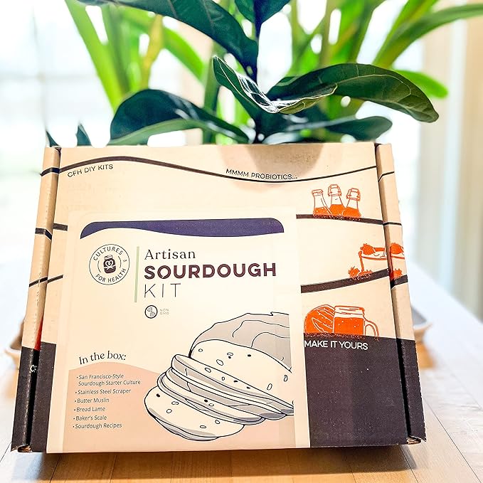 Cultures for Health Artisan Bread Making Kit | 5 Piece DIY Kit Includes San Francisco Sourdough Starter Baker's Scale Bread Lame Dough Scraper &amp Butter Muslin | Sourdough Bread Baking Supplies