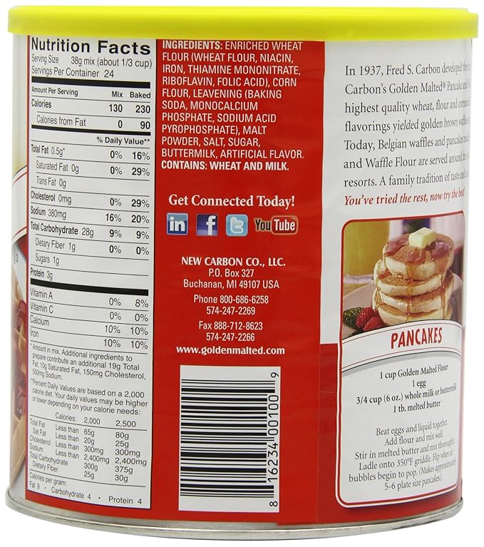 Golden Malted Pancake &amp Waffle Flour Original 33-Ounce Cans (Pack of 3) (Packaging May Vary)