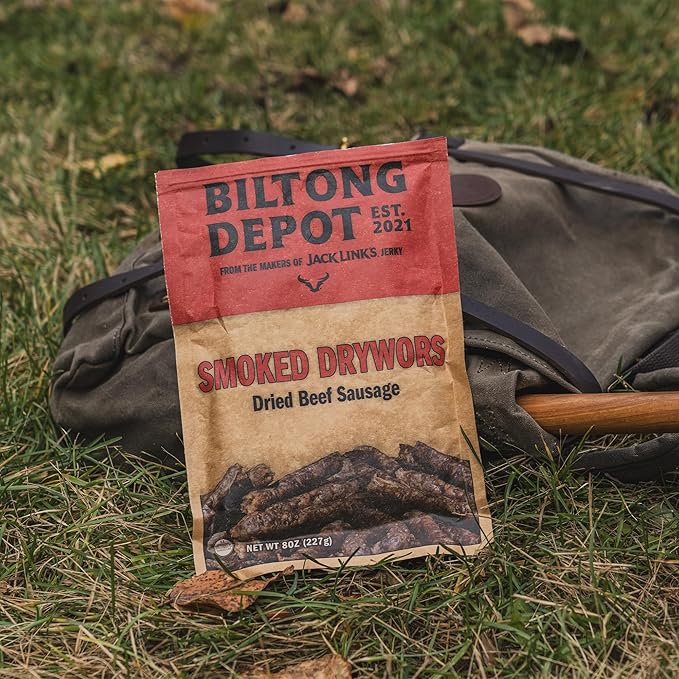 Biltong Depot Smoked Drywors - 8oz | Air-Dried Beef Snack Sticks | High Protein | Paleo and Keto Friendly | Zero Sugar | Gluten Free | No Artificial Preservatives | No MSG